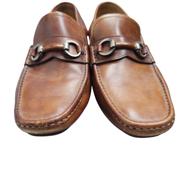Magnanni Driving Loafer Mens 9 Brown Leather Horse Bit Shoes Minimal Preppy - Picture 5 of 8